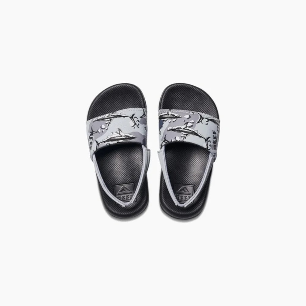 Reef Kids' One Slide Sandals -‎ Grey Camo Shark (Size 7) NWT
